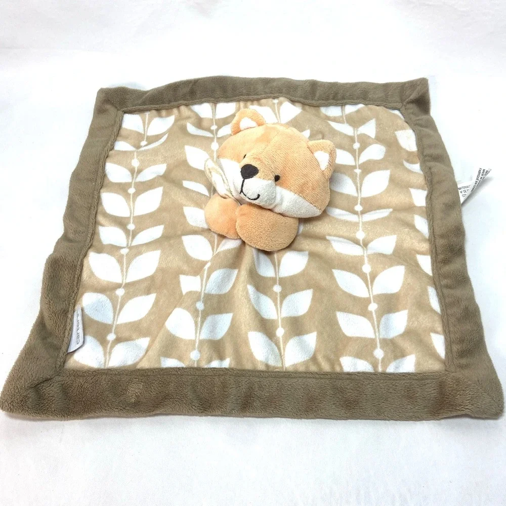 Carters Fox Lovey‎ Security Blanket Baby Plush Stuffed Animal Leaf Print Brown